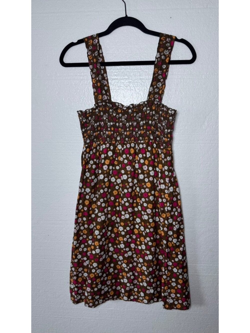 Y2K Vintage No Boundaries Large Brown Floral Boho Sleeveless Midi Dress Stretchy